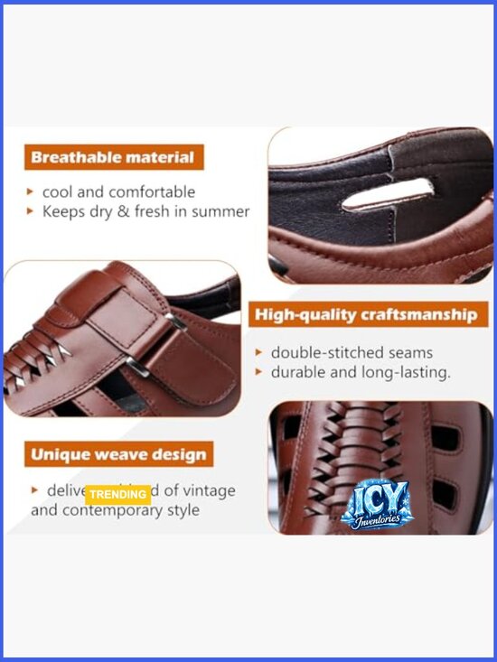 Men Synthetic Leather Breathable Fisherman Sandals for Business Dress Casual